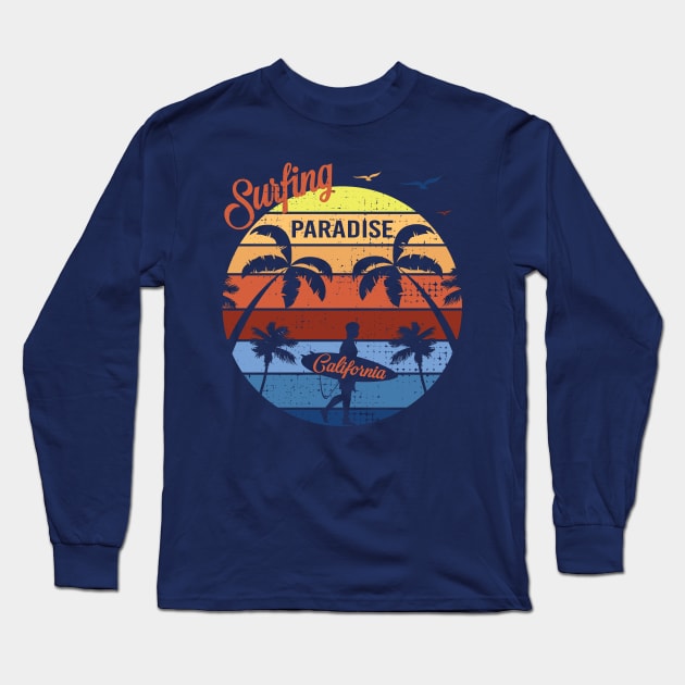 Funny T shirt Surfing Paradise- California best gift T-Shirt for Mens Long Sleeve T-Shirt by Meryarts